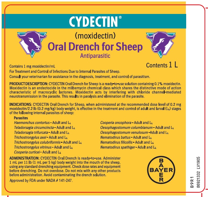 Cydectin (moxidectin) Oral Drench for Sheep front label