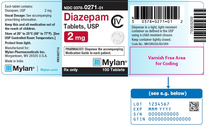 Diazepam Tablets, USP 2 mg Bottle Label