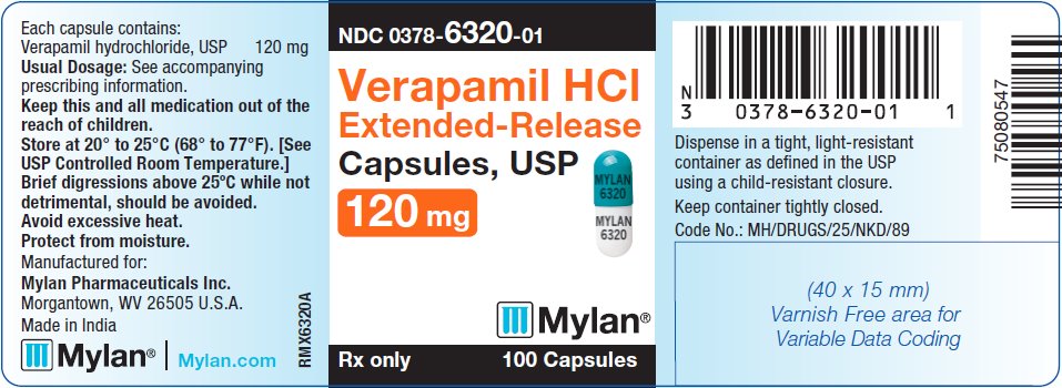 Verapamil Hydrochloride Extended-Released Capsules 120 mg Bottle Label