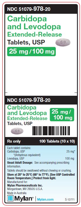 Carbidopa and Levodopa Etended-Release 25 mg/100 mg Tablets Unit Carton Label