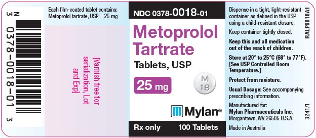 Metoprolol Tartrate 25 mg Bottle Label