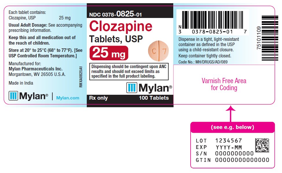 Clozapine Tablet, USP 25 mg Bottle Label