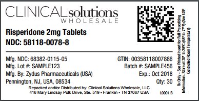 Risperidone 2mg tablet 30 count blister card