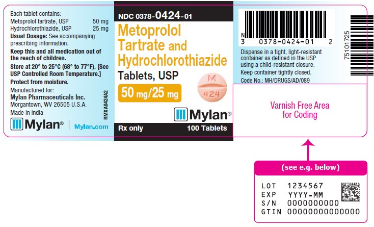 Metoprolol Tartrate and Hydrochlorothiazide Tablets, USP 50 mg/25 mg Bottle Label