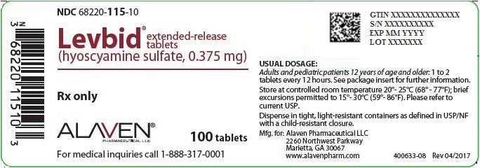 Levbid Extended-Release Tablets 0.375 mg Bottle Label