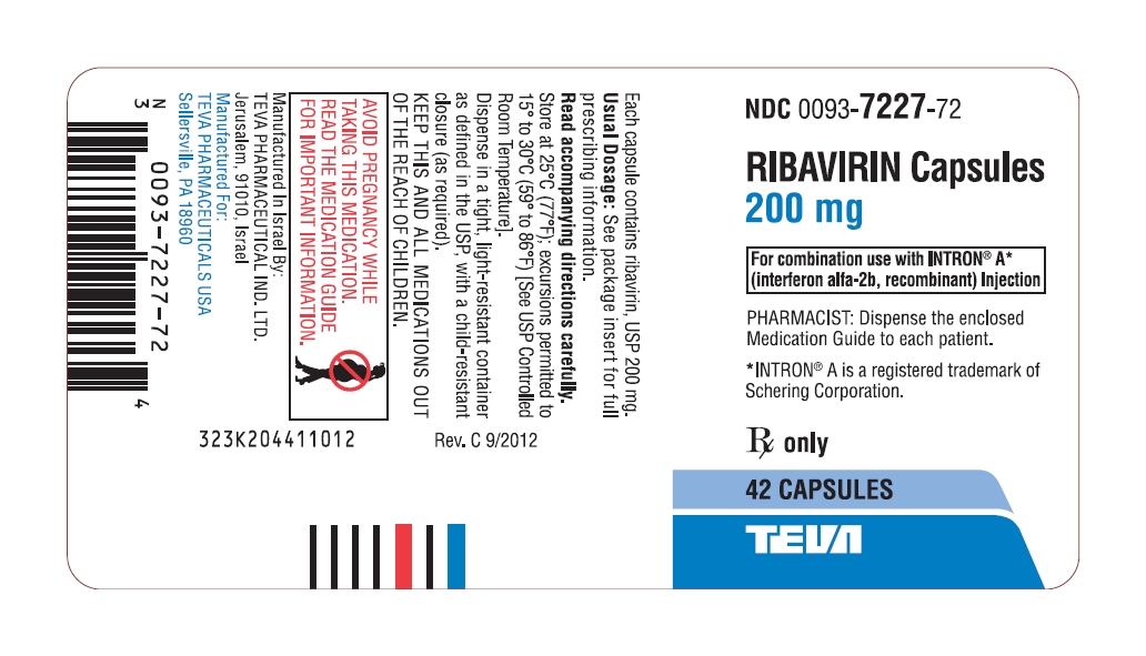 Ribavirin Capsules 200 mg 42s Label