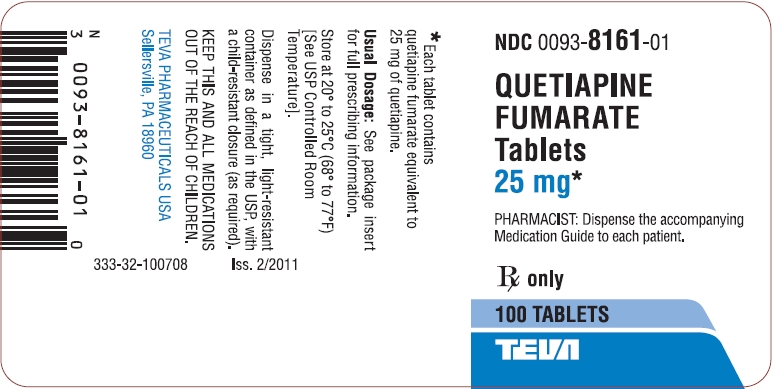 Quetiapine Fumarate Tablets 25 mg 100s Label