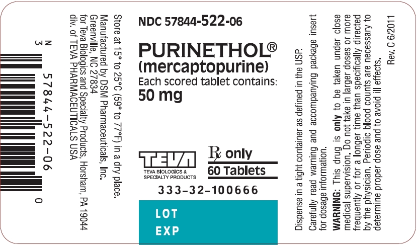 Purinethol Tablets 50 mg 60s Label