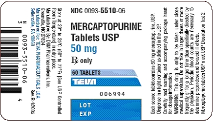Mercaptopurine Tablets USP 50 mg 60s Label
