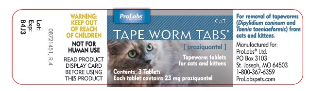 Tape Worm Tabs (praziquantel) for Cats bottle label