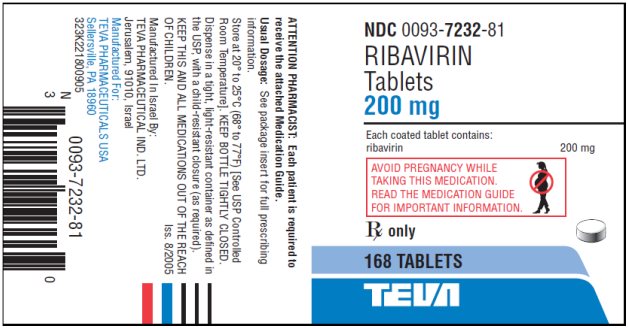 Ribavirin Tablets 200 mg, 168s Label