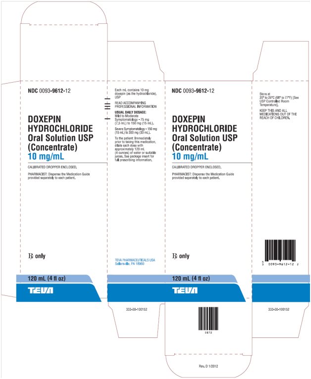 Doxepin Hydrochloride Oral Solution USP (Concentrate) 10 mg/mL, 120 mL Carton
