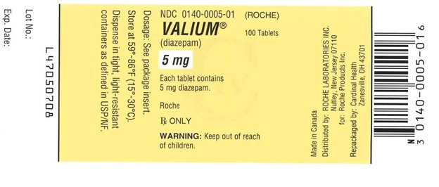 Valium 5 mg label