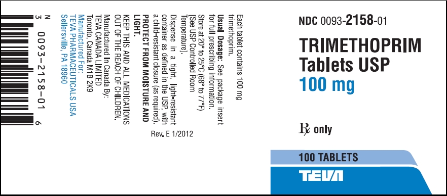 Trimethoprim Tablets USP 100 mg, 100s Label