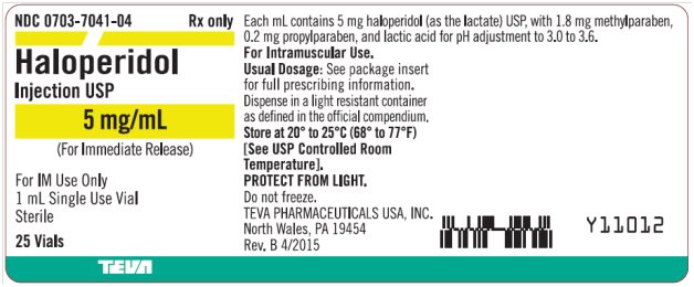 Haloperidol Injection USP 5 mg/mL, 25 x 1 mL Single Dose Vial Carton Label
