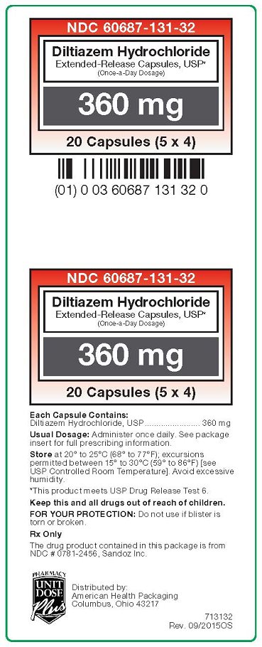 Diltiazem HCL ER Capsules USP 360 mg Label