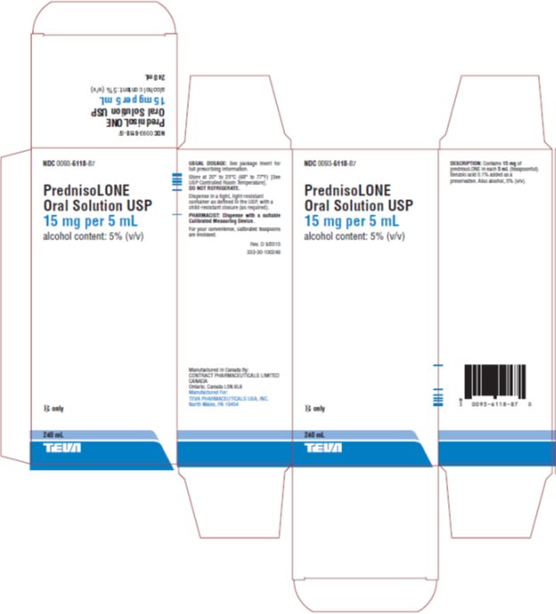 Prednisolone Oral Solution USP 15 mg per 5 mL, 240 mL Carton