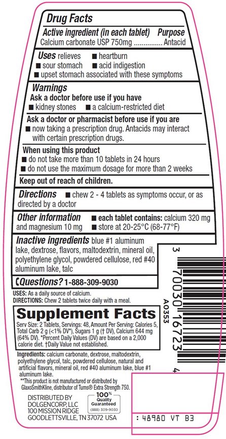 Calcium Antacid Tablets Back Label