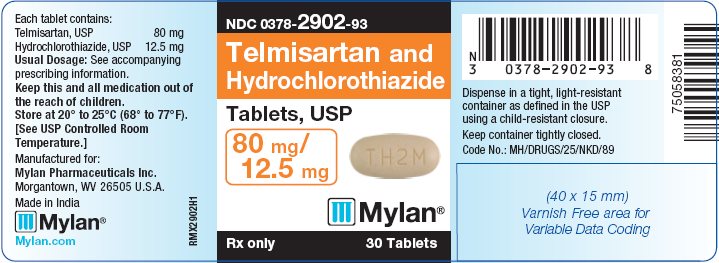 Telmisartan and Hydrochlorothiazide Tablets, USP 80 mg/12.5 mg Bottle Label