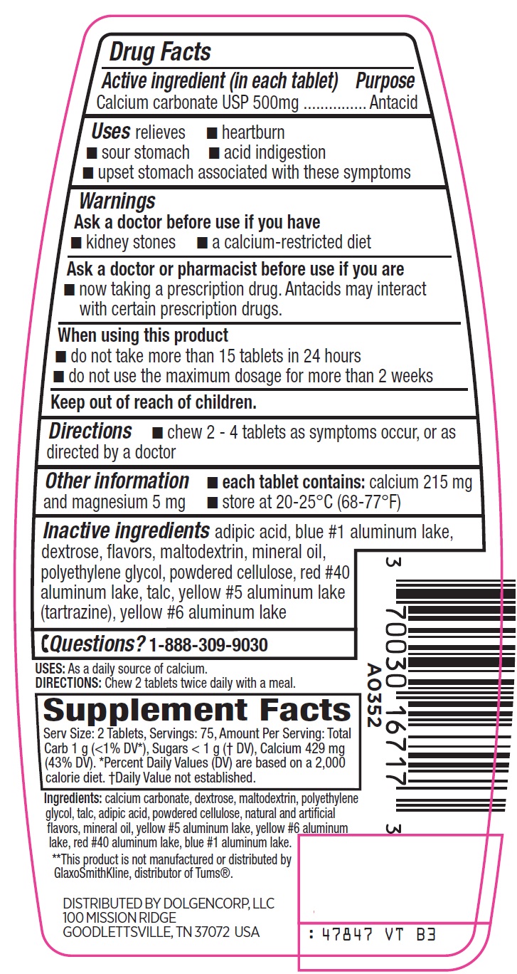 Antacid Calcium Supplement Back Label Image