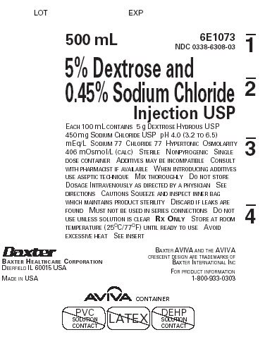 Dextrose and Sodium Chloride Injection Aviva 0338-6308-03 Representative Container Label