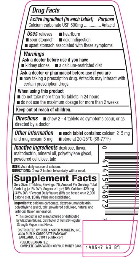 Regular Strength Antacid Calcium Supplement Back Label