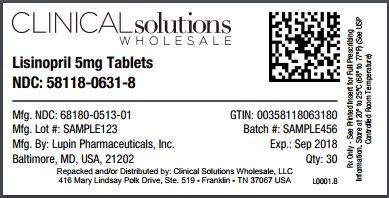 Lisinopril 5mg tablet 30 count blister card