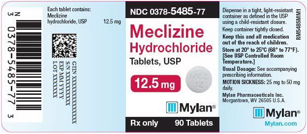 Meclizine Hydrochloride Tablets, USP 12.5 mg Bottle Label