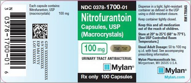 Nitrofurantoin Capsules, USP (Macrocrystals) 100 mg Bottle Label