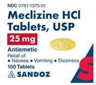 Meclizine Hydrochloride 25 mg Label