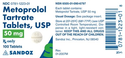 Metoprolol Tartrate 50 mg Label