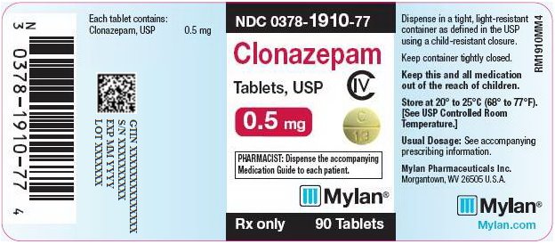 Clonazepam Tablets 0.5 mg Bottle Label