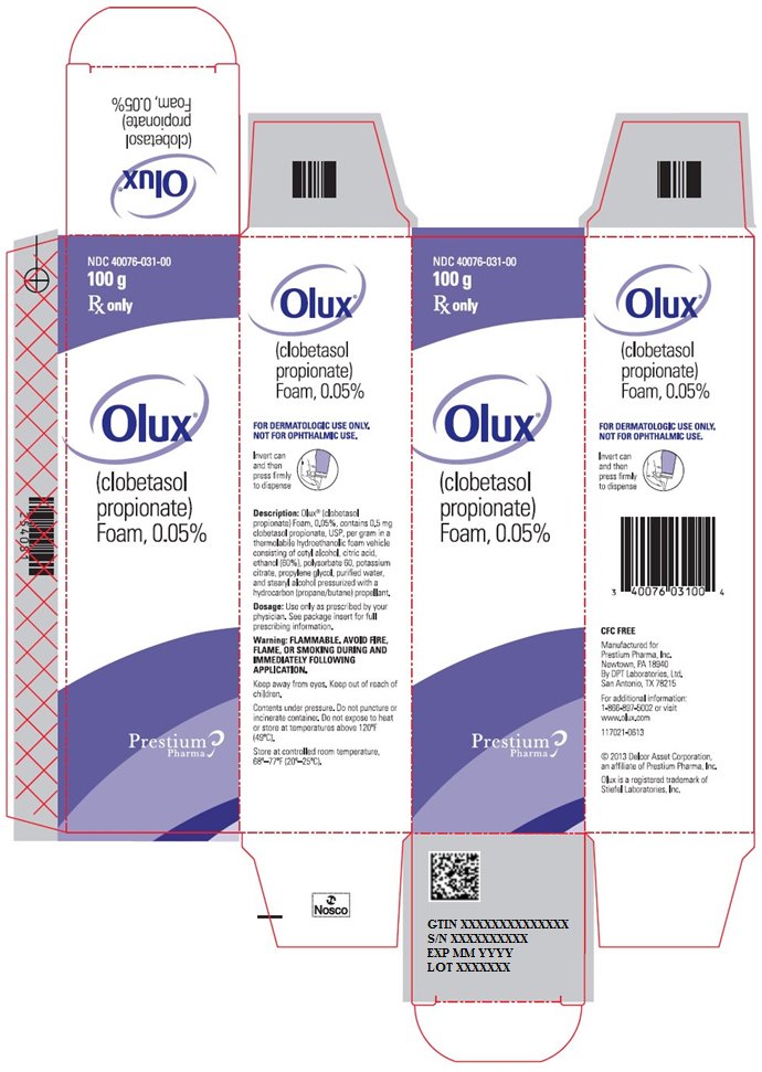 Olux (clobetasol propionate) Foam, 0.05% Carton Label