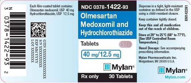 Olmesartan Medoxomil and Hydrochlorothiazide Tablets 40 mg/12.5 mg Bottle Label