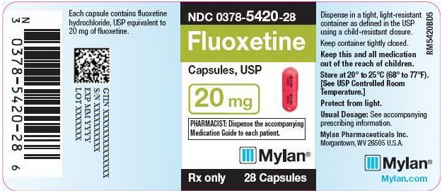Fluoxetine Capsules 20 mg Bottle Label