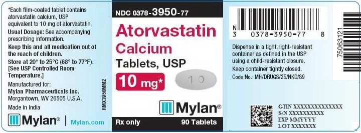 Atorvastatin Calcium Tablets 10 mg Bottle Label