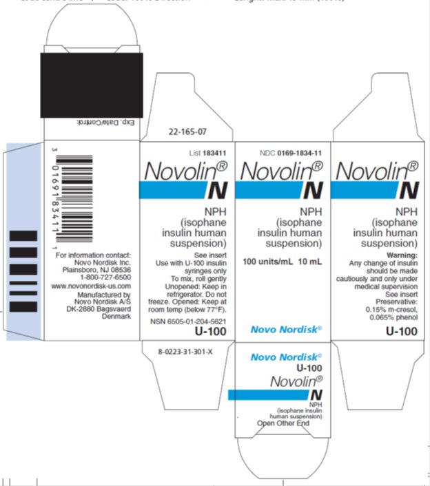 Novolin N vial carton