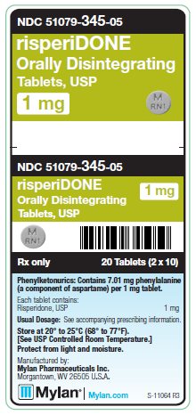 Risperidone Orally Disintegrating 1 mg Tablets Unit Carton Label