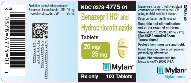 Benazepril HCl and Hydrochlorothiazide Tablets 20 mg/25 mg Bottle Label