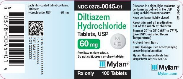 Diltiazem Hydrochloride Tablets 60 mg Bottle Label