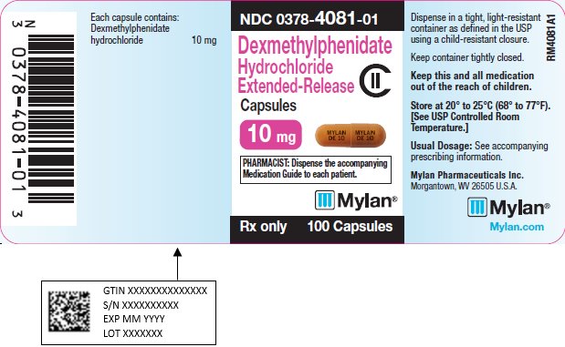 Dexmethylphenidate Hydrochloride Extended-Release Capsules 10 mg Bottle Label