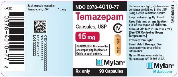 Temazepam Capsules, USP CIV 15 mg Bottle Label