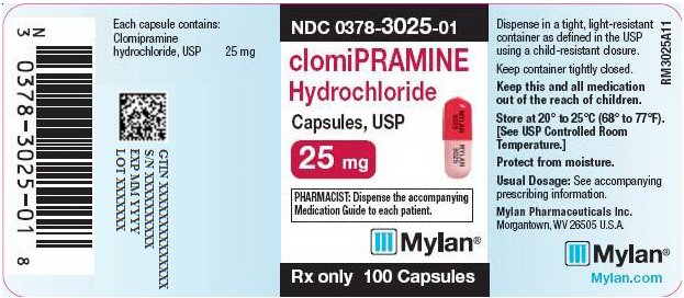 Clomipramine Hydrochloride Capsules 25 mg Bottle Label