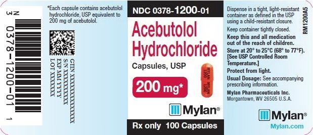 Acebutolol Hydrochloride Capsules 200 mg Bottle Label