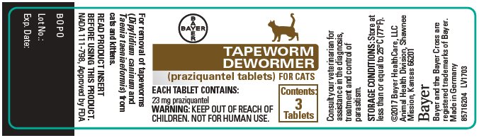 23 mg Tapworm Dewormer for catsm label
