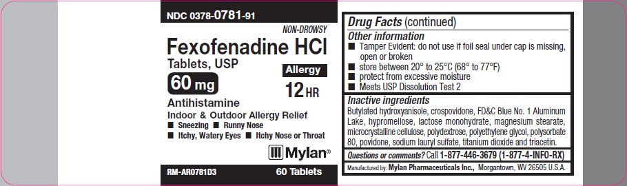 Fexofenadine Hydrochloride Tablets 60 mg Bottle Label Back