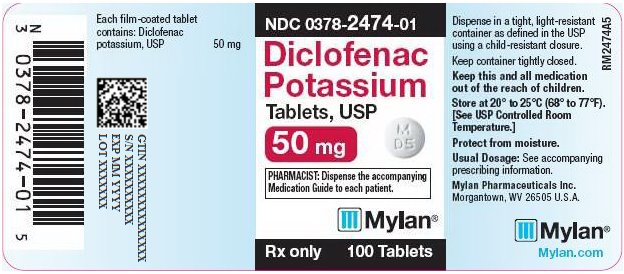 Diclofenac Potassium Tablets 50 mg Bottle Label