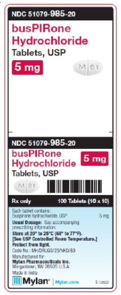 Buspirone Hydrochloride 5 mg Tablets, USP Unit Carton Label