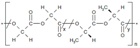  Chemical structure of poly-(DL-lactide-co-glycolide)