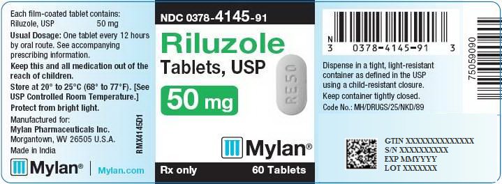 Riluzole Tablets, USP 50 mg Bottle Label